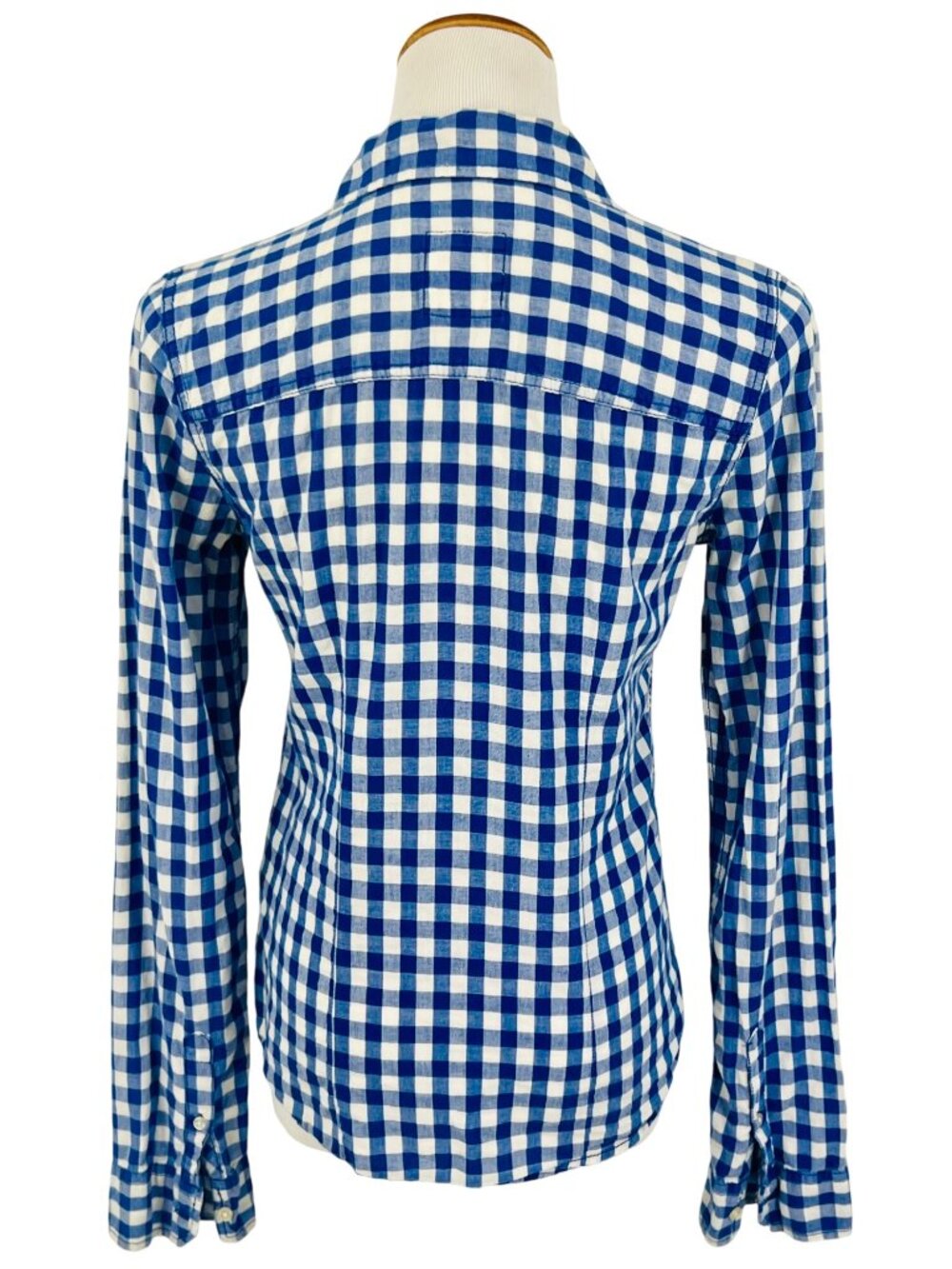 VTG Hollister Blue White Plaid Button Front Flannel Shirt M| Indie Sleaze Grunge - Picture 5 of 9